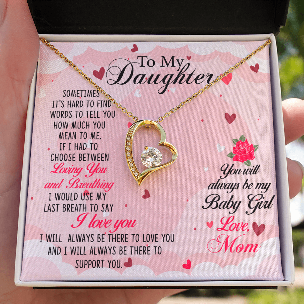 To My Daughter Always Be My Baby Girl From Mom Forever Necklace w Message Card-Express Your Love Gifts