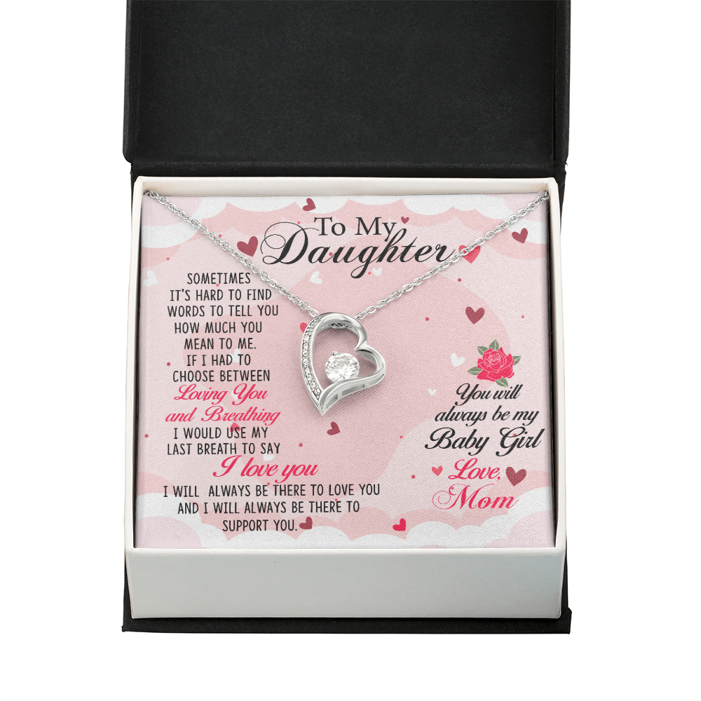 To My Daughter Always Be My Baby Girl From Mom Forever Necklace w Message Card-Express Your Love Gifts