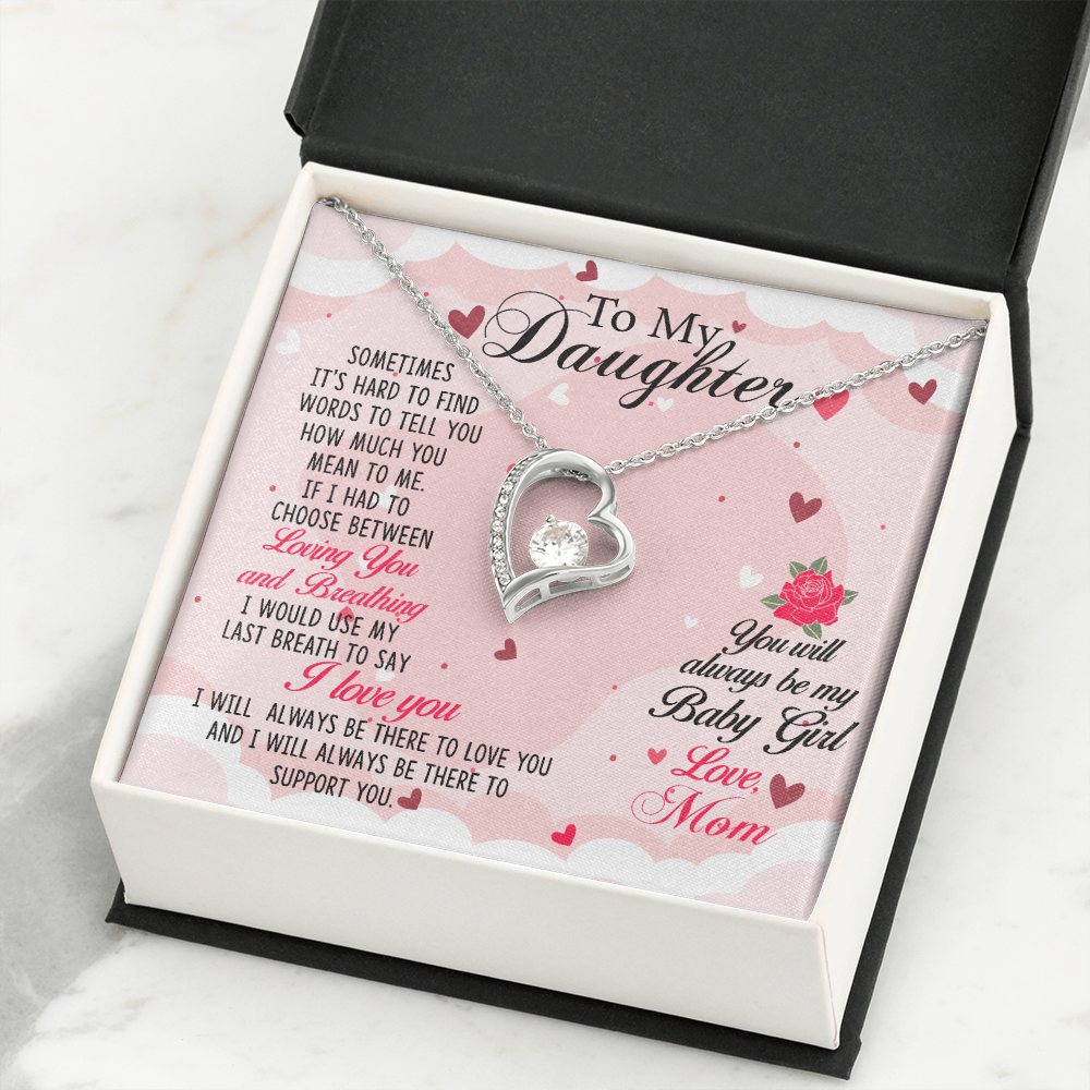 To My Daughter Always Be My Baby Girl From Mom Forever Necklace w Message Card-Express Your Love Gifts