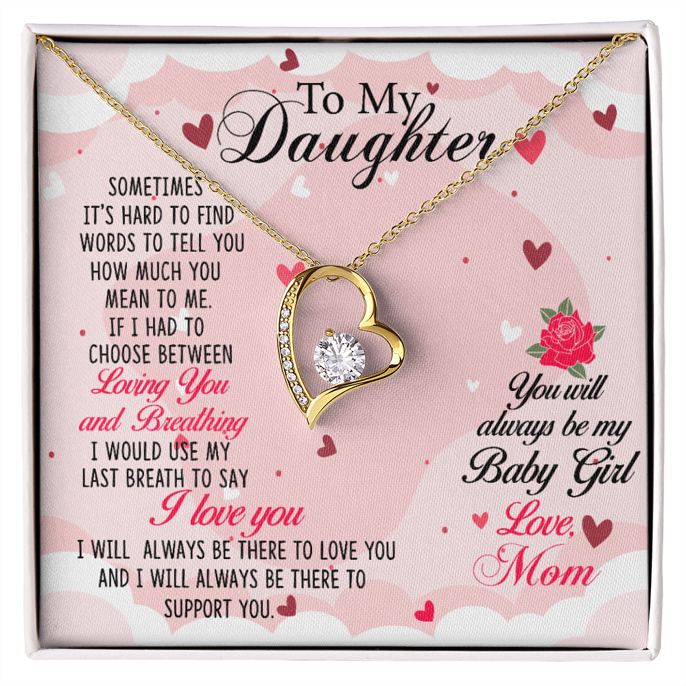 To My Daughter Always Be My Baby Girl From Mom Forever Necklace w Message Card-Express Your Love Gifts