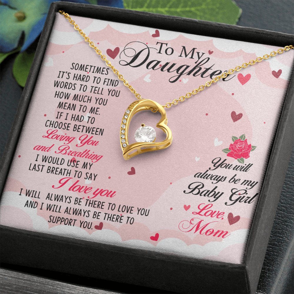 To My Daughter Always Be My Baby Girl From Mom Forever Necklace w Message Card-Express Your Love Gifts