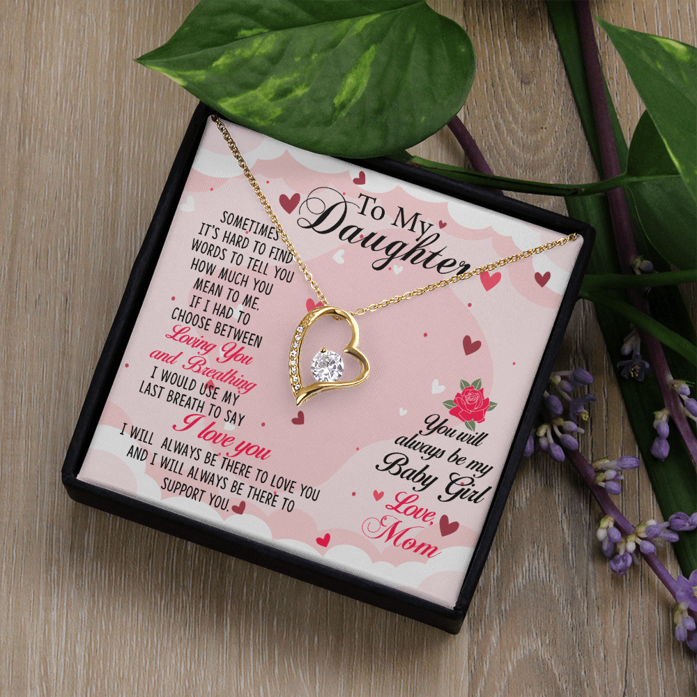 To My Daughter Always Be My Baby Girl From Mom Forever Necklace w Message Card-Express Your Love Gifts