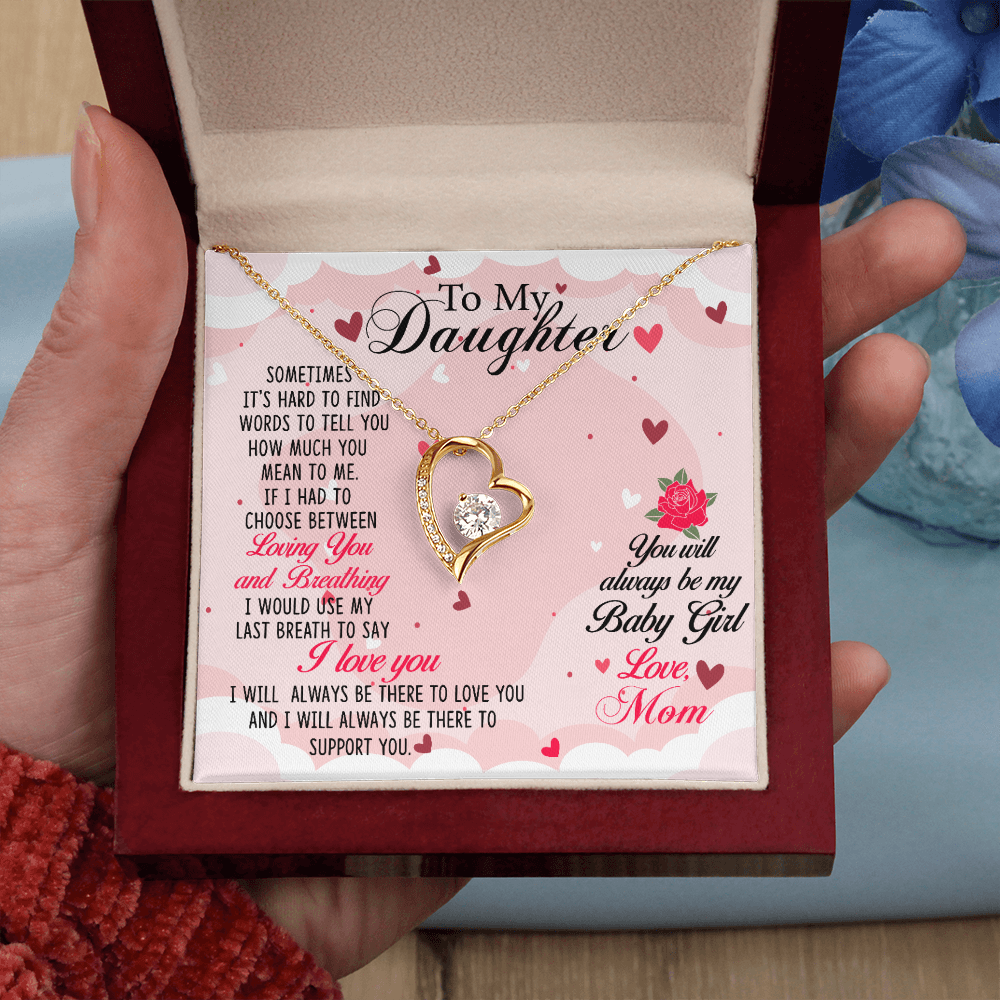 To My Daughter Always Be My Baby Girl From Mom Forever Necklace w Message Card-Express Your Love Gifts