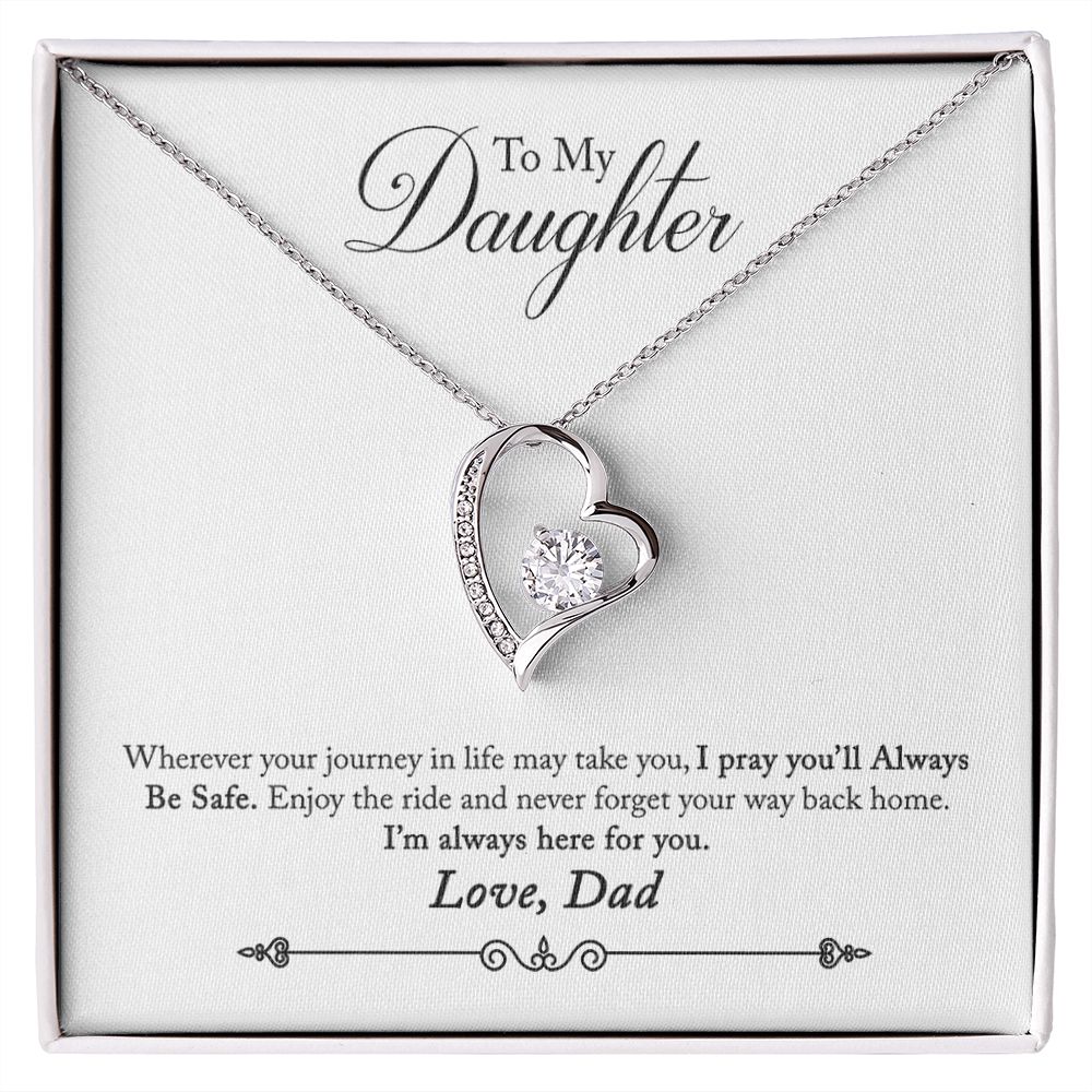 To My Daughter Always Be Safe From Dad Forever Necklace w Message Card-Express Your Love Gifts