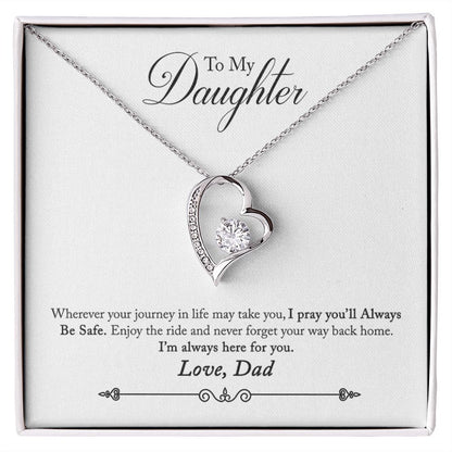 To My Daughter Always Be Safe From Dad Forever Necklace w Message Card-Express Your Love Gifts