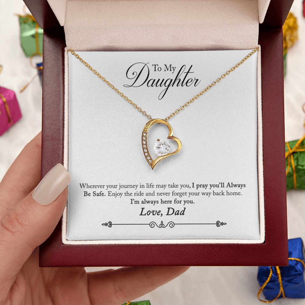 To My Daughter Always Be Safe From Dad Forever Necklace w Message Card-Express Your Love Gifts