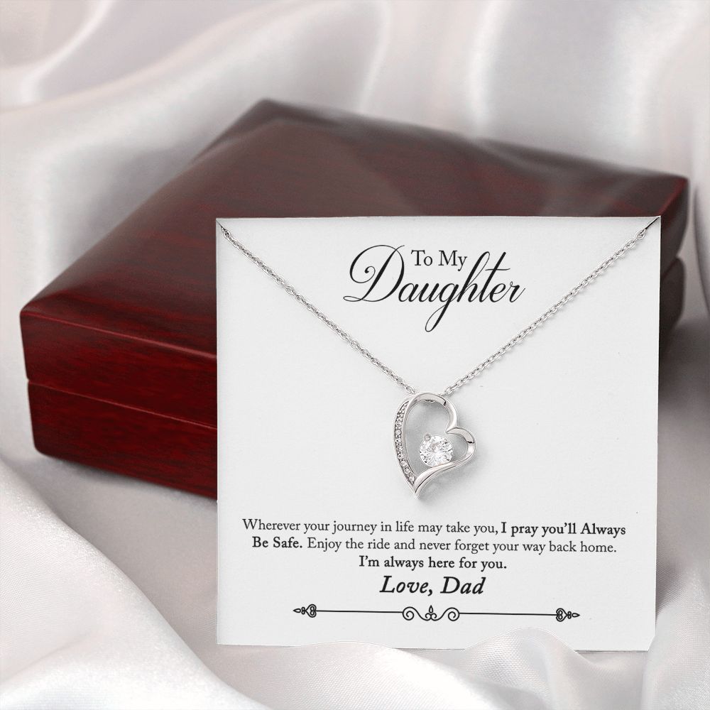 To My Daughter Always Be Safe From Dad Forever Necklace w Message Card-Express Your Love Gifts