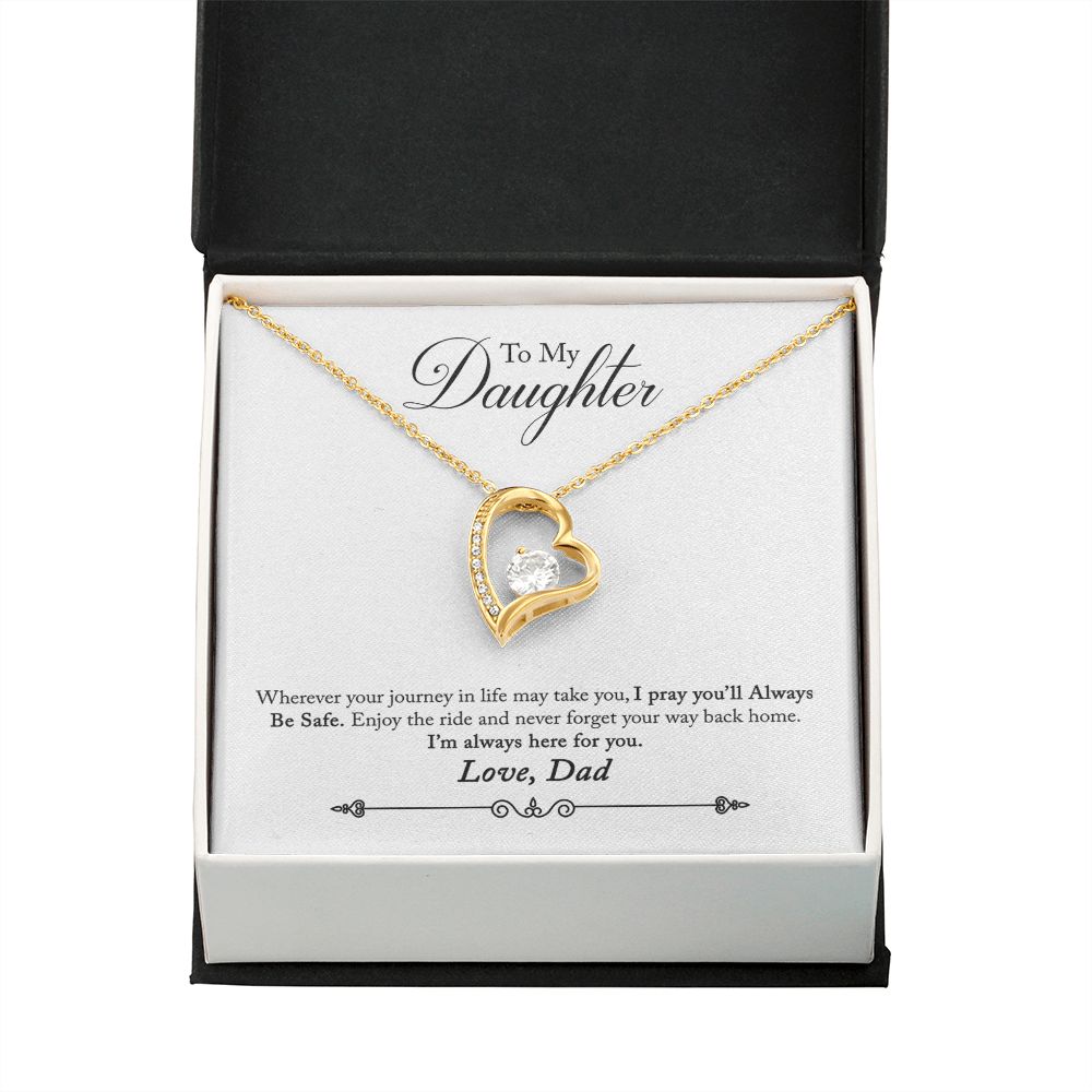 To My Daughter Always Be Safe From Dad Forever Necklace w Message Card-Express Your Love Gifts