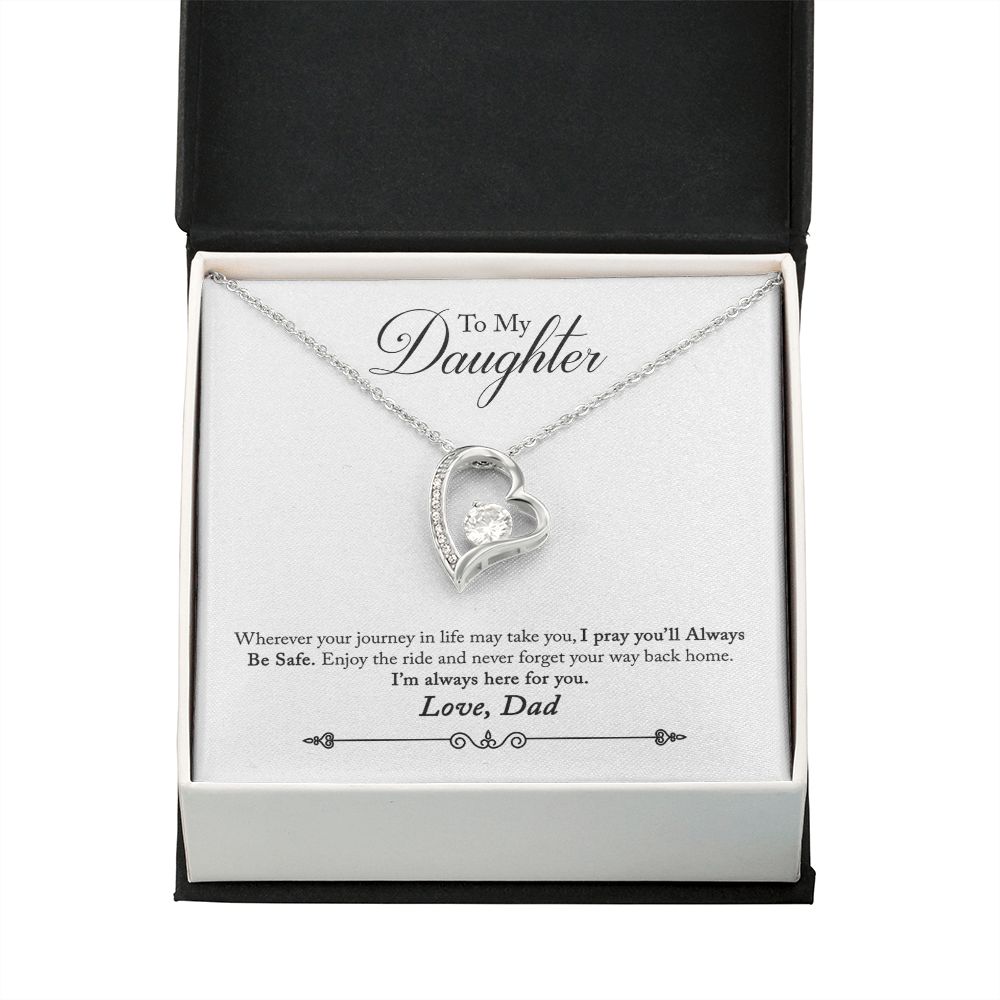 To My Daughter Always Be Safe From Dad Forever Necklace w Message Card-Express Your Love Gifts