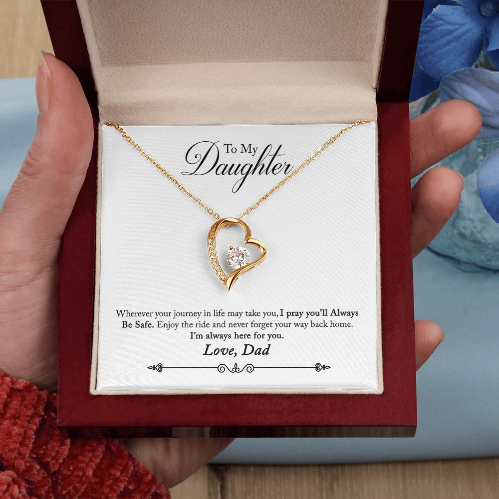 To My Daughter Always Be Safe From Dad Forever Necklace w Message Card-Express Your Love Gifts