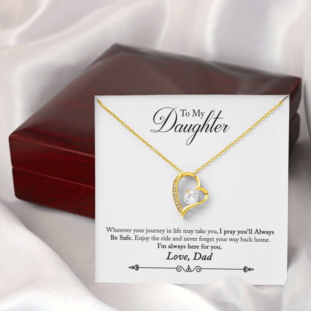 To My Daughter Always Be Safe From Dad Forever Necklace w Message Card-Express Your Love Gifts