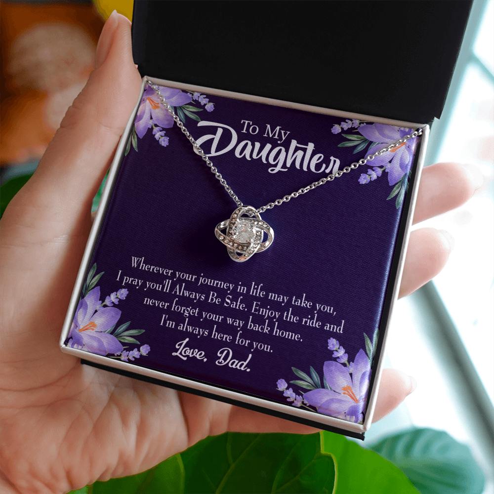 To My Daughter Always be Safe From Dad Infinity Knot Necklace Message Card-Express Your Love Gifts
