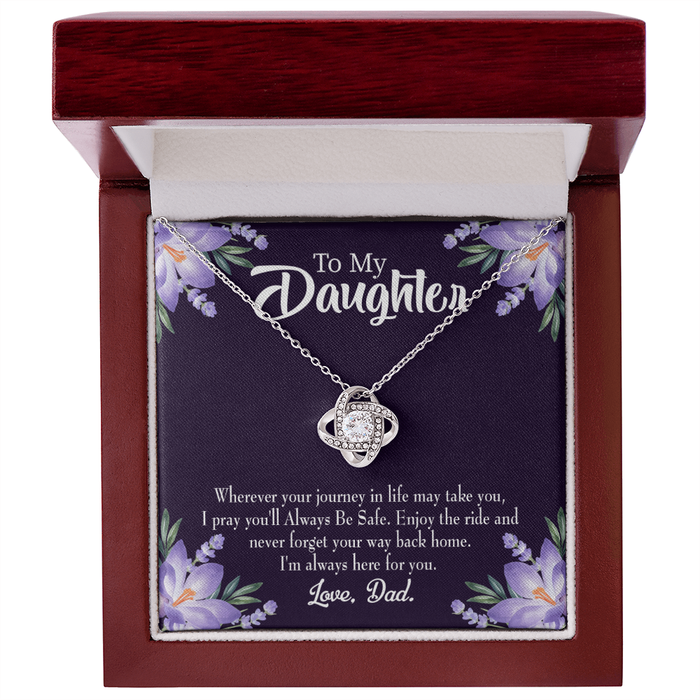 To My Daughter Always be Safe From Dad Infinity Knot Necklace Message Card-Express Your Love Gifts