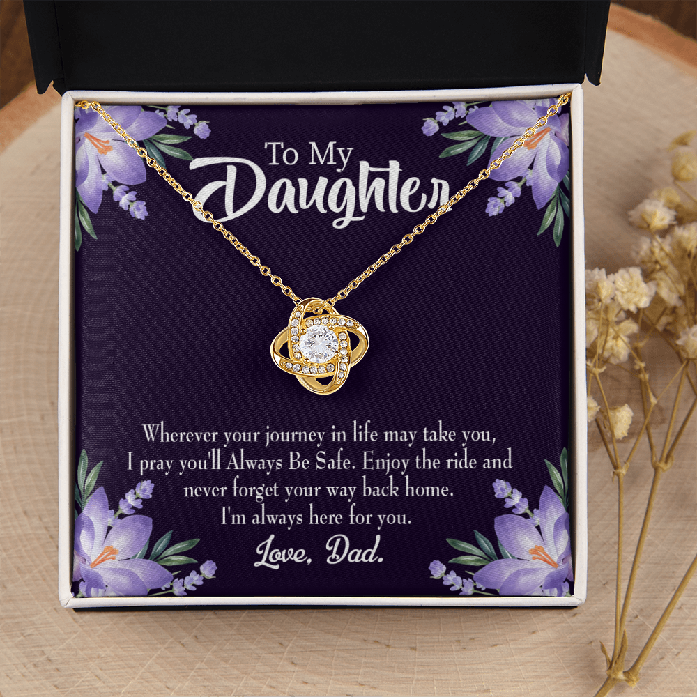 To My Daughter Always be Safe From Dad Infinity Knot Necklace Message Card-Express Your Love Gifts