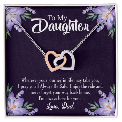 To My Daughter Always be Safe From Dad Inseparable Necklace-Express Your Love Gifts
