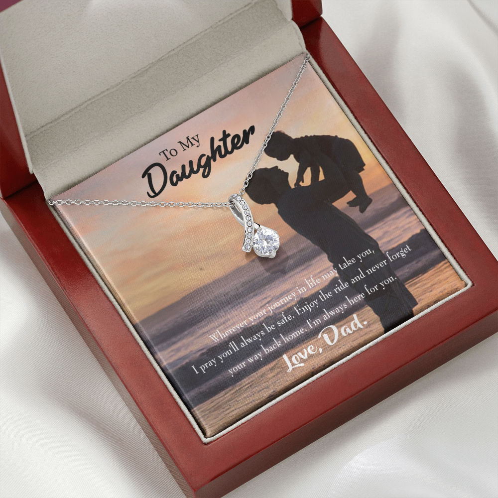 To My Daughter Always Here for You From Dad Alluring Ribbon Necklace Message Card-Express Your Love Gifts