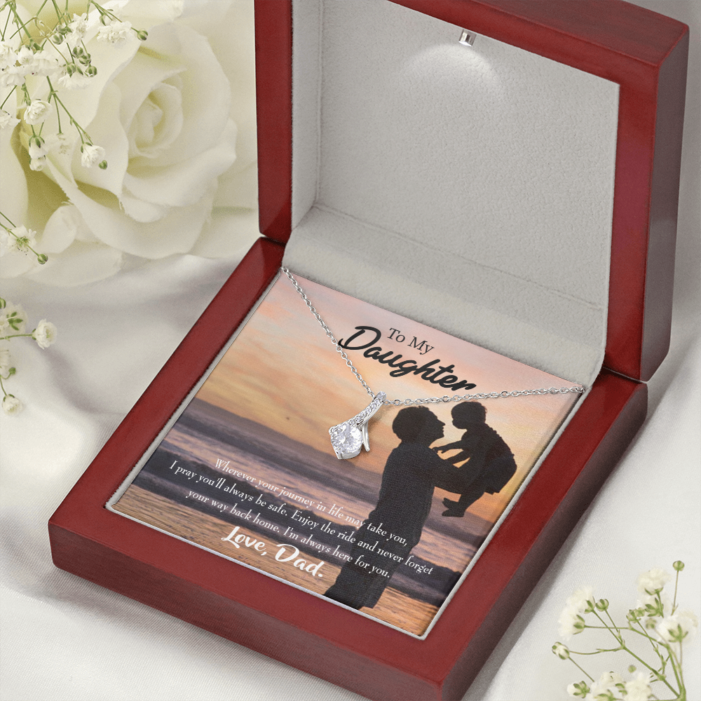 To My Daughter Always Here for You From Dad Alluring Ribbon Necklace Message Card-Express Your Love Gifts