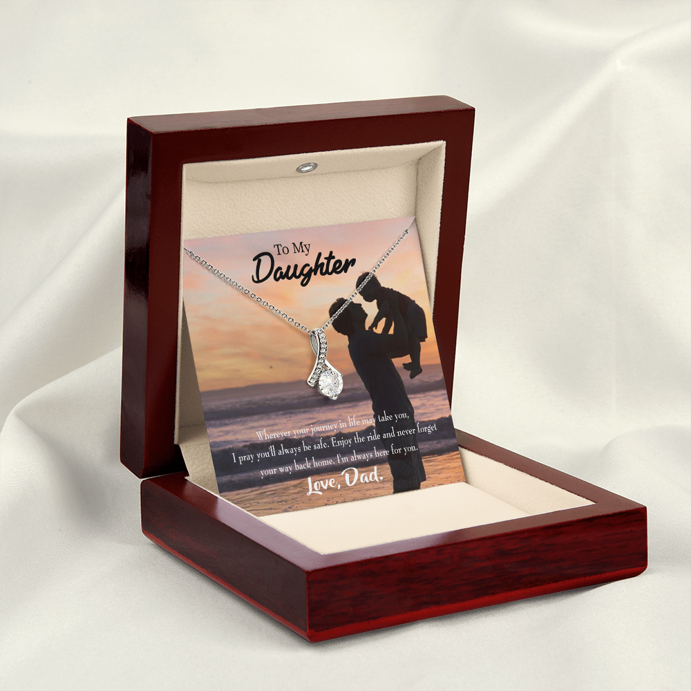 To My Daughter Always Here for You From Dad Alluring Ribbon Necklace Message Card-Express Your Love Gifts