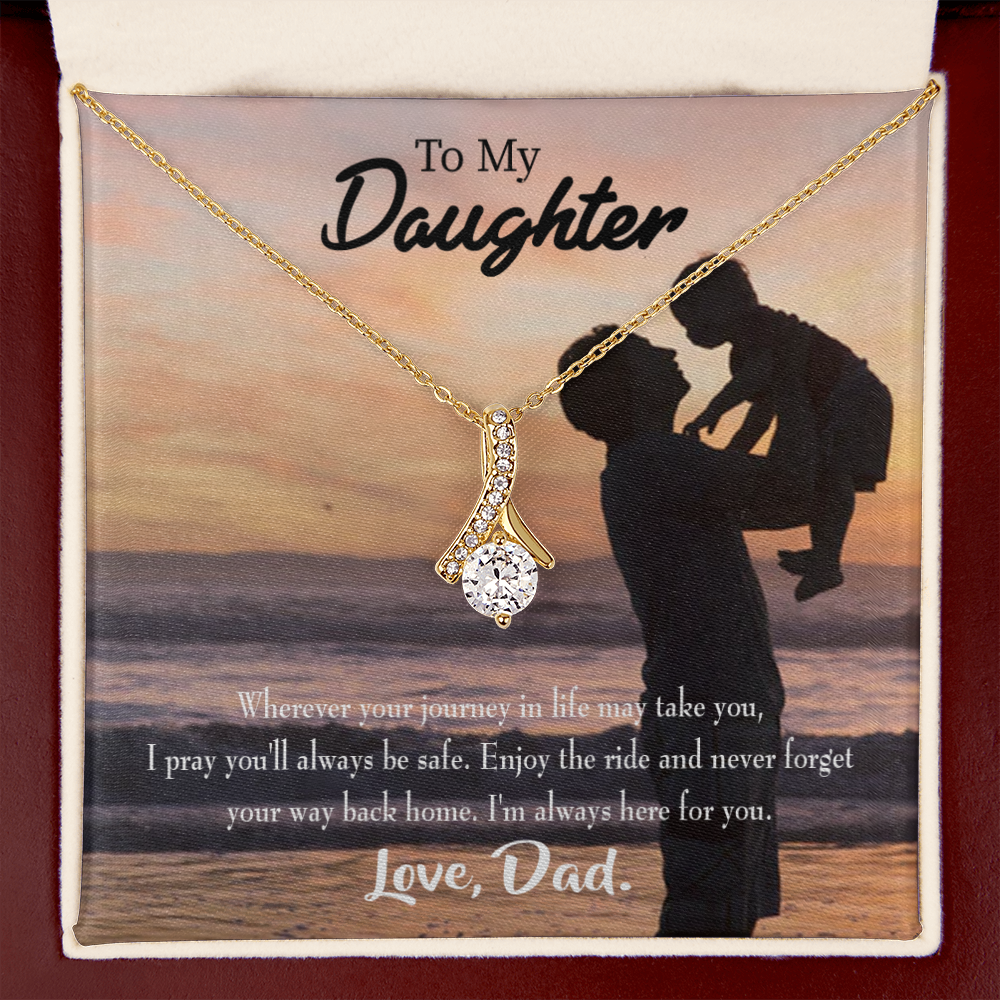 To My Daughter Always Here for You From Dad Alluring Ribbon Necklace Message Card-Express Your Love Gifts