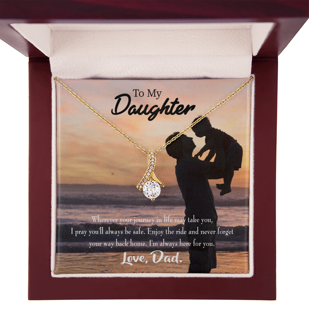 To My Daughter Always Here for You From Dad Alluring Ribbon Necklace Message Card-Express Your Love Gifts