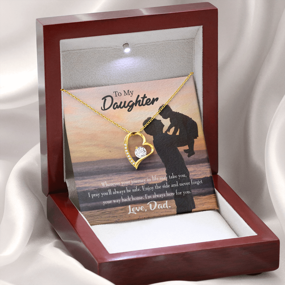 To My Daughter Always Here For You From Dad Forever Necklace w Message Card-Express Your Love Gifts
