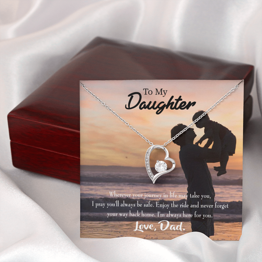 To My Daughter Always Here For You From Dad Forever Necklace w Message Card-Express Your Love Gifts