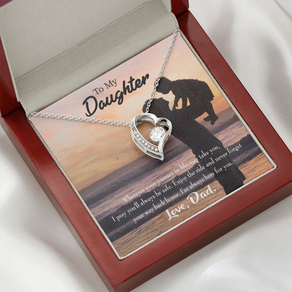 To My Daughter Always Here For You From Dad Forever Necklace w Message Card-Express Your Love Gifts