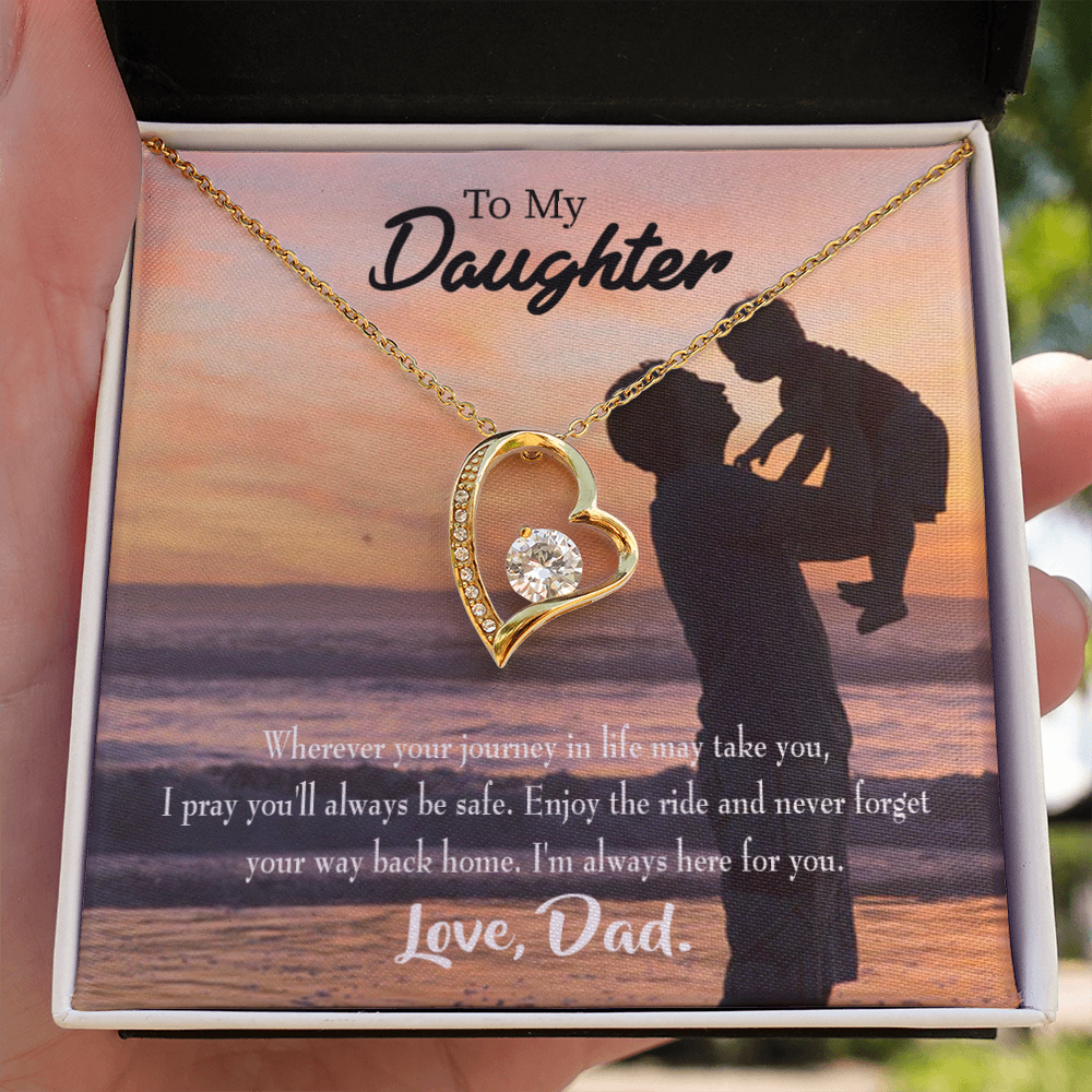 To My Daughter Always Here For You From Dad Forever Necklace w Message Card-Express Your Love Gifts