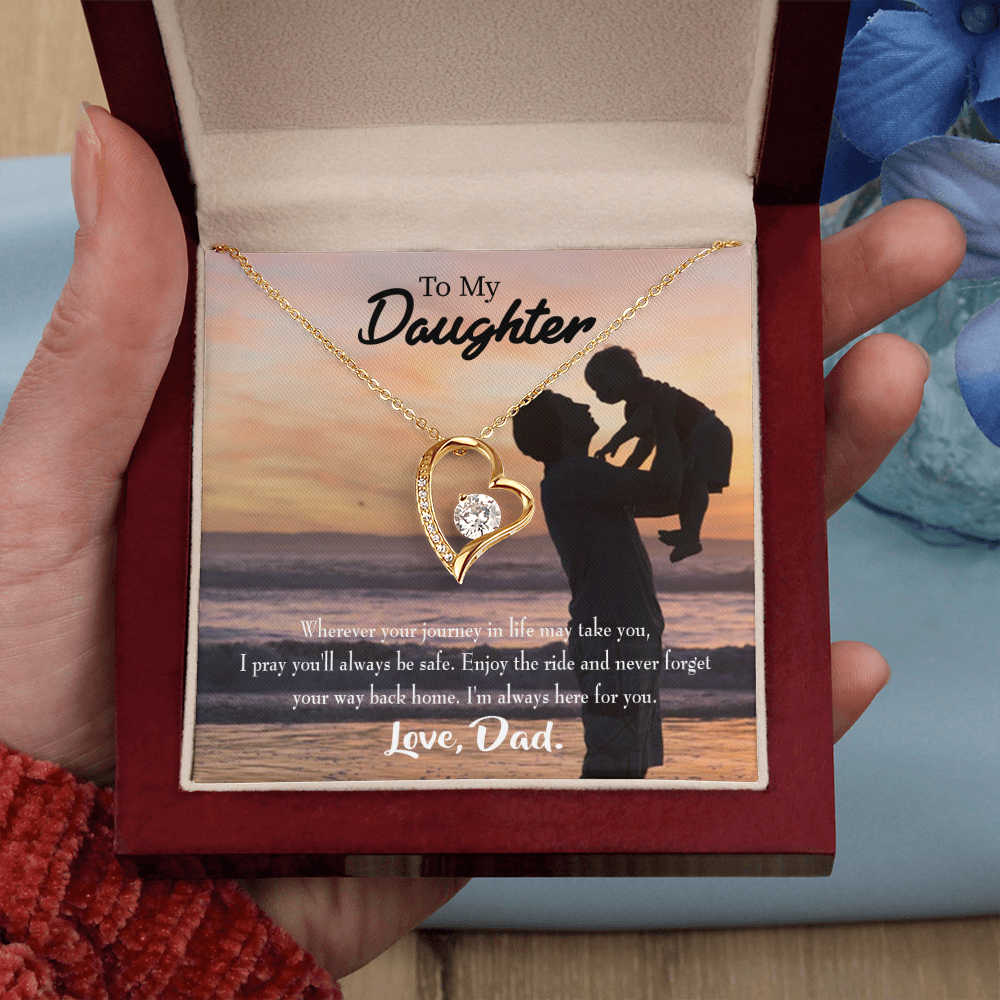 To My Daughter Always Here For You From Dad Forever Necklace w Message Card-Express Your Love Gifts