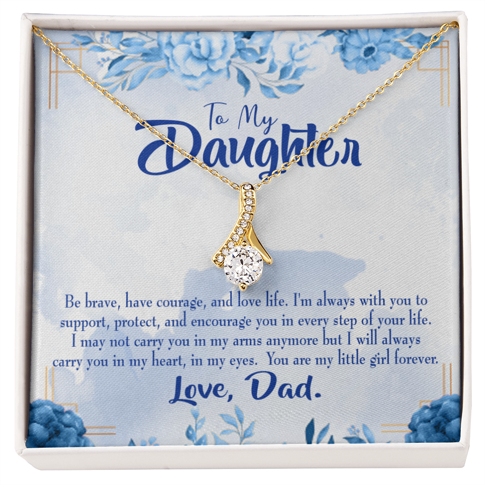 To My Daughter Always in Dad's Heart Alluring Ribbon Necklace Message Card-Express Your Love Gifts