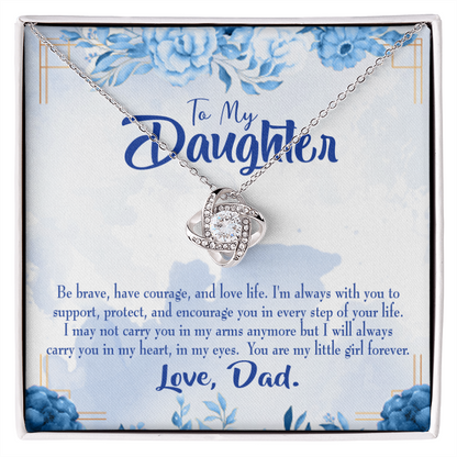 To My Daughter Always in Dad's Heart Infinity Knot Necklace Message Card-Express Your Love Gifts