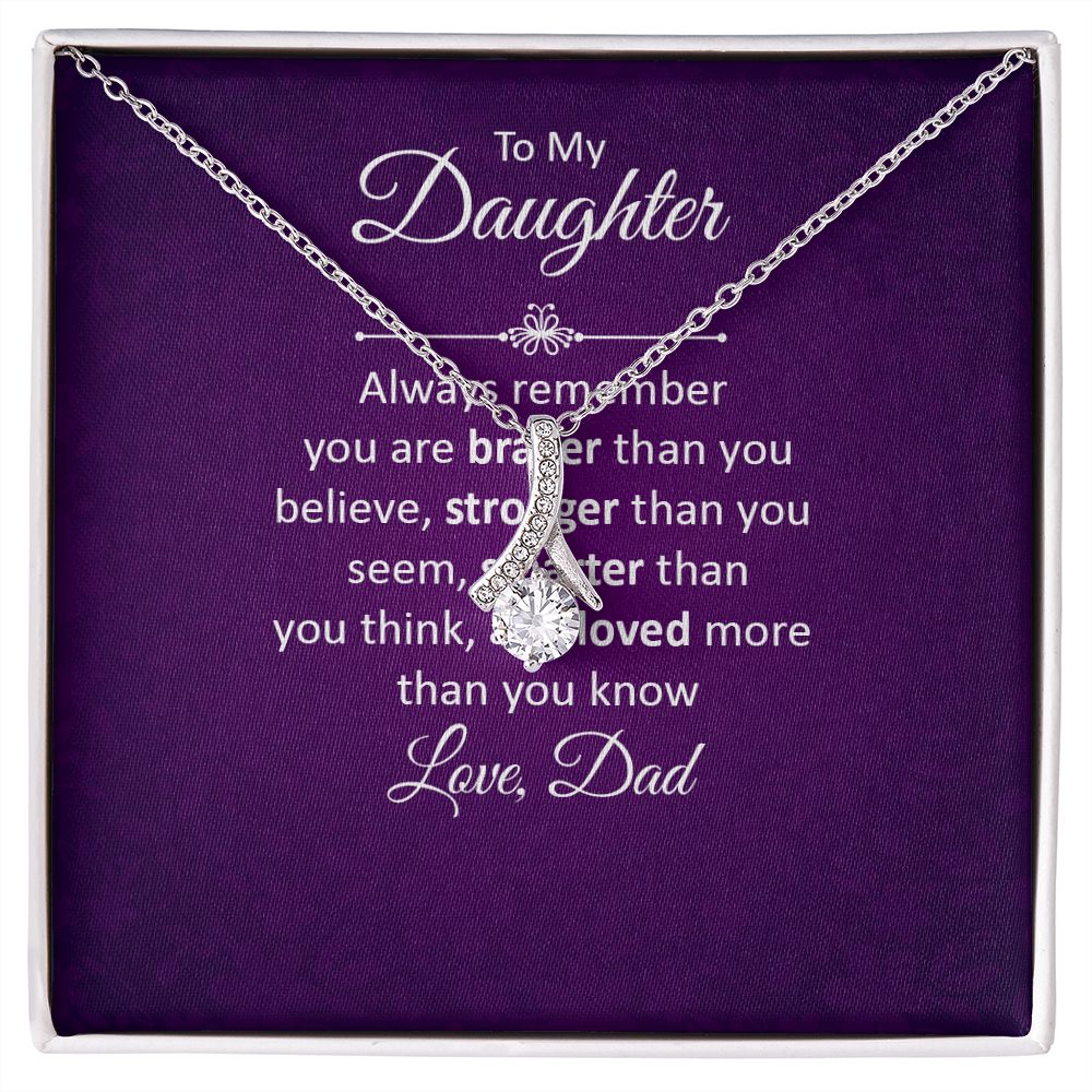 To My Daughter Always Remember Alluring Ribbon Necklace Message Card-Express Your Love Gifts