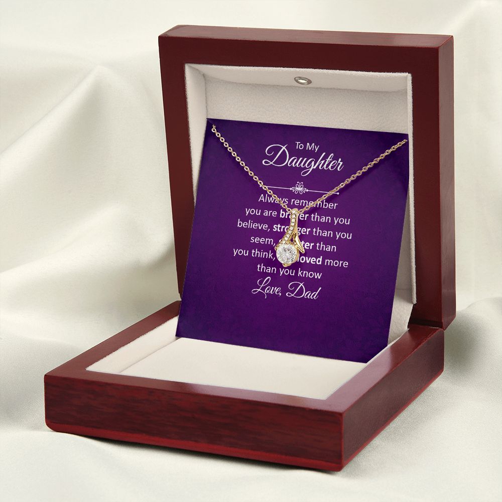 To My Daughter Always Remember Alluring Ribbon Necklace Message Card-Express Your Love Gifts