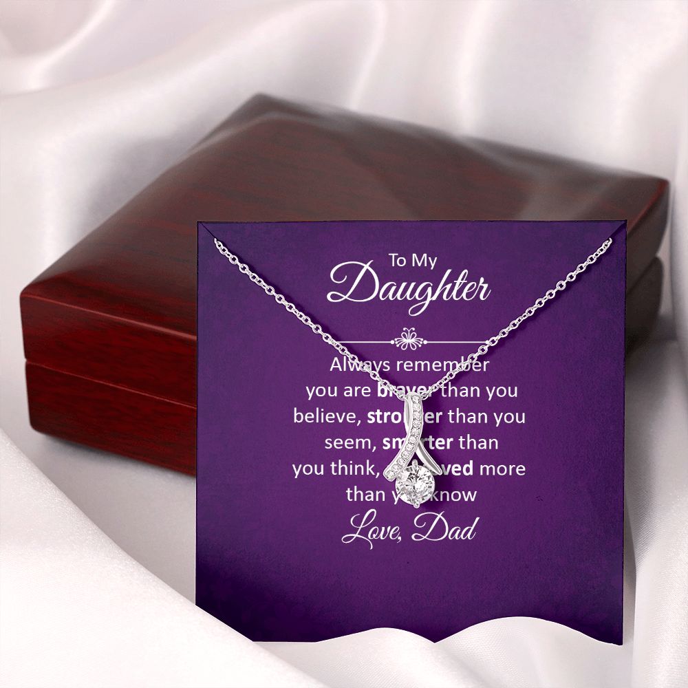 To My Daughter Always Remember Alluring Ribbon Necklace Message Card-Express Your Love Gifts