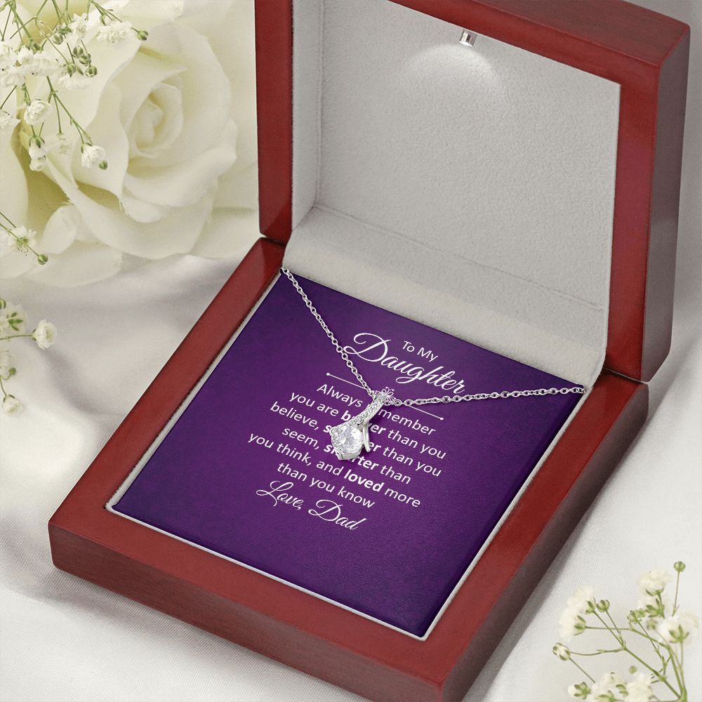 To My Daughter Always Remember Alluring Ribbon Necklace Message Card-Express Your Love Gifts