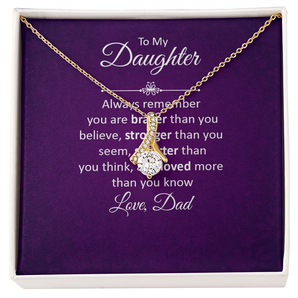 To My Daughter Always Remember Alluring Ribbon Necklace Message Card-Express Your Love Gifts