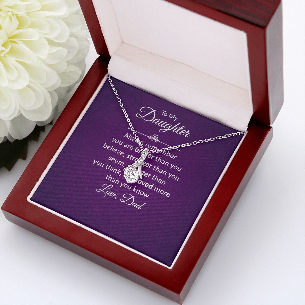 To My Daughter Always Remember Alluring Ribbon Necklace Message Card-Express Your Love Gifts