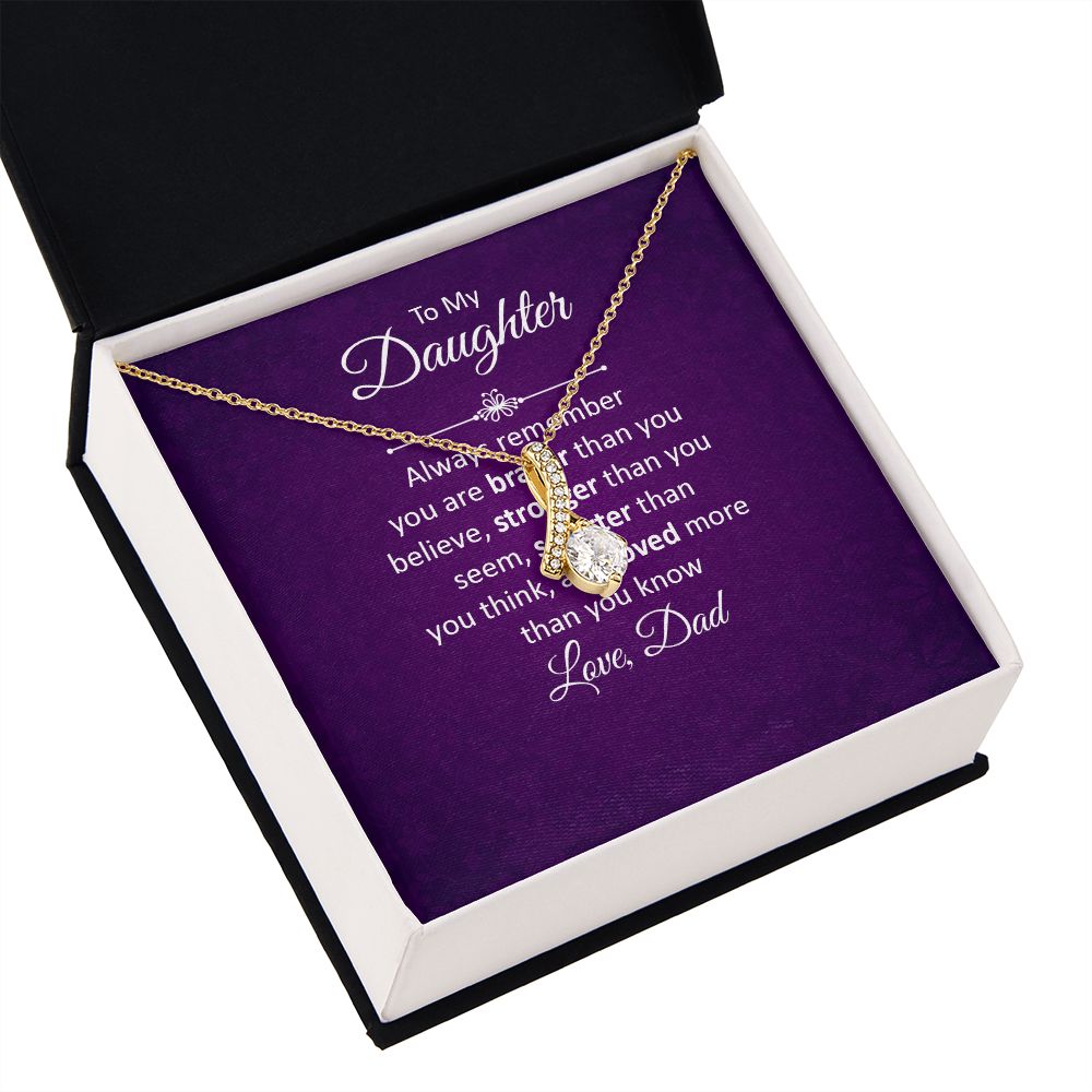 To My Daughter Always Remember Alluring Ribbon Necklace Message Card-Express Your Love Gifts
