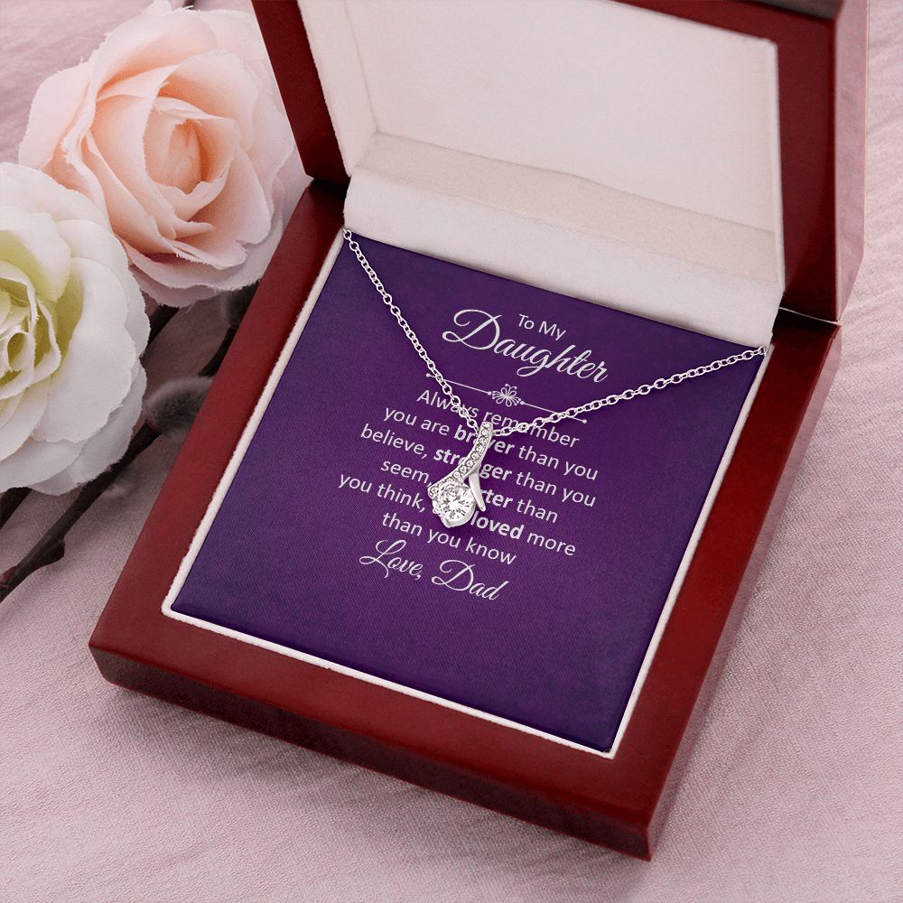 To My Daughter Always Remember Alluring Ribbon Necklace Message Card-Express Your Love Gifts