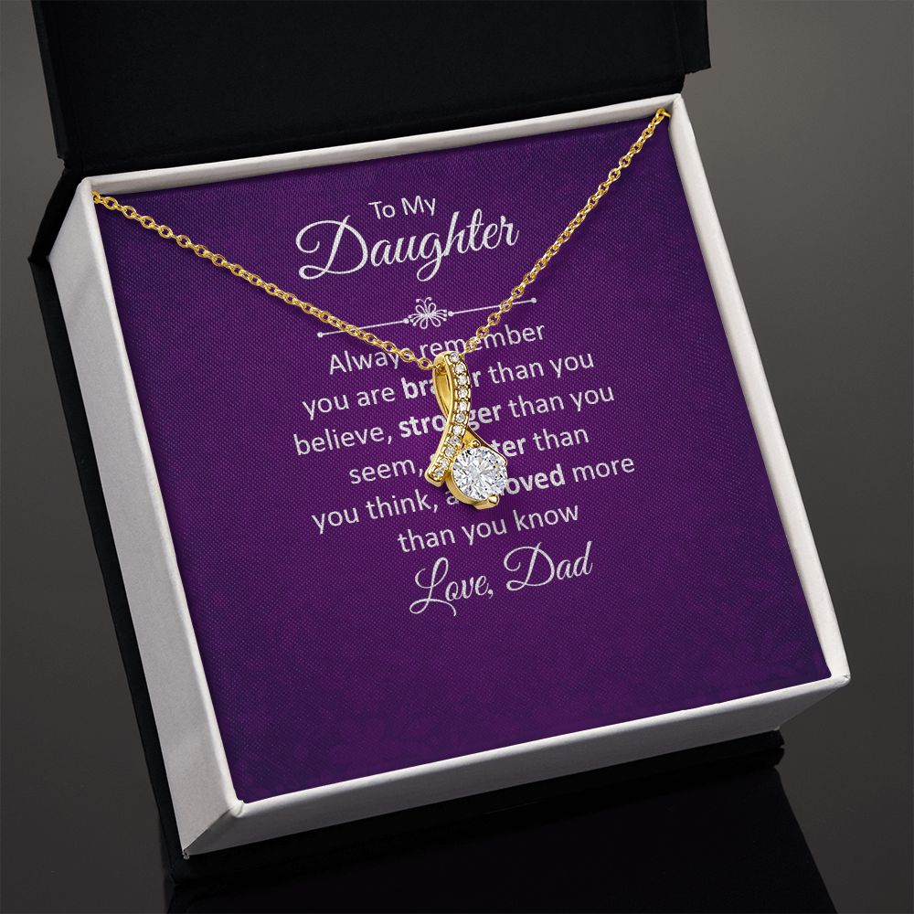 To My Daughter Always Remember Alluring Ribbon Necklace Message Card-Express Your Love Gifts