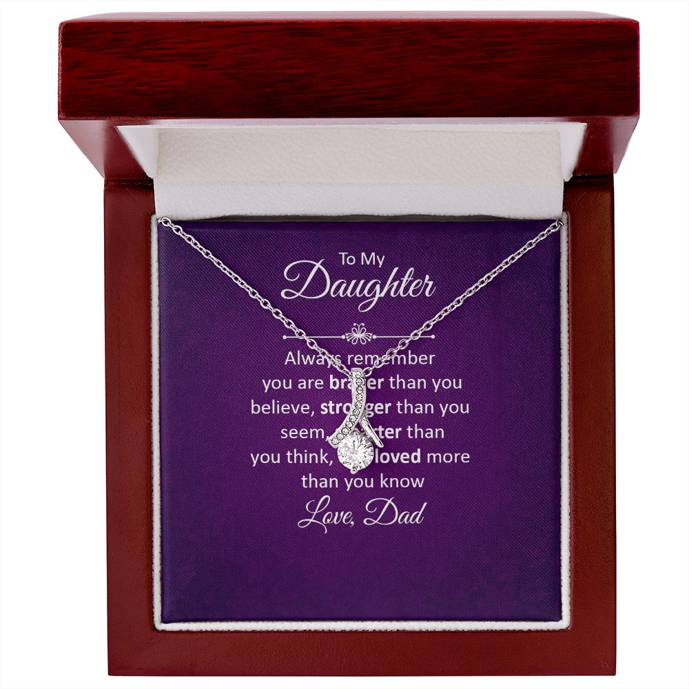 To My Daughter Always Remember Alluring Ribbon Necklace Message Card-Express Your Love Gifts