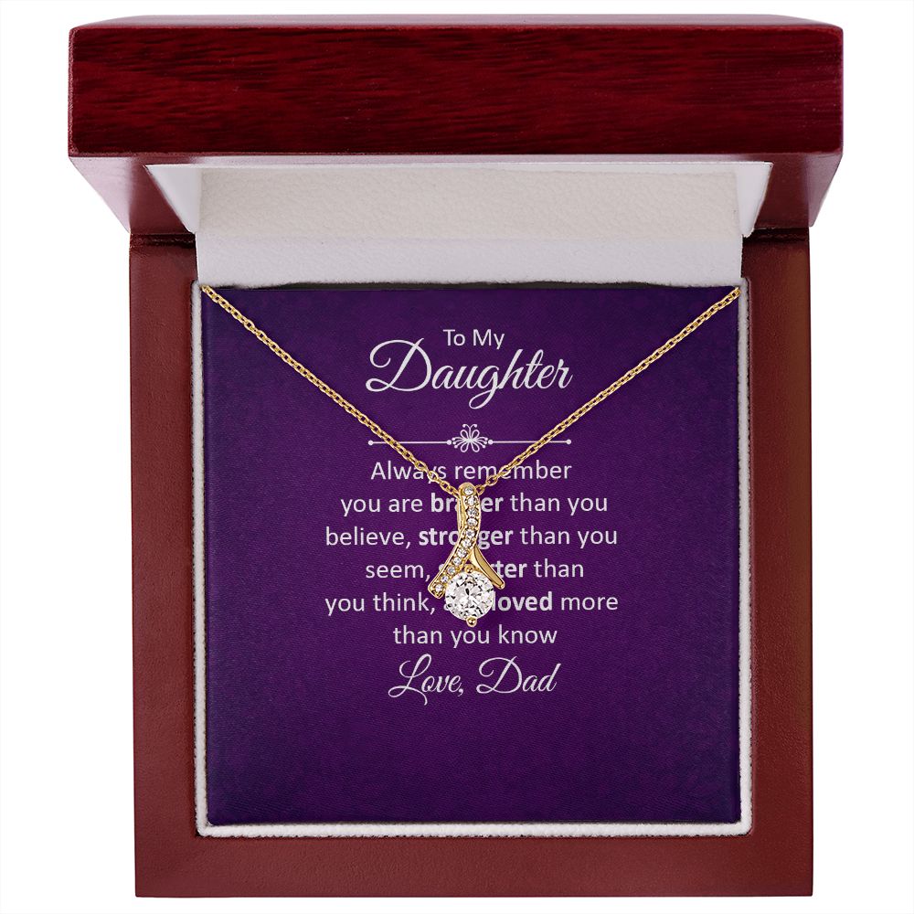 To My Daughter Always Remember Alluring Ribbon Necklace Message Card-Express Your Love Gifts