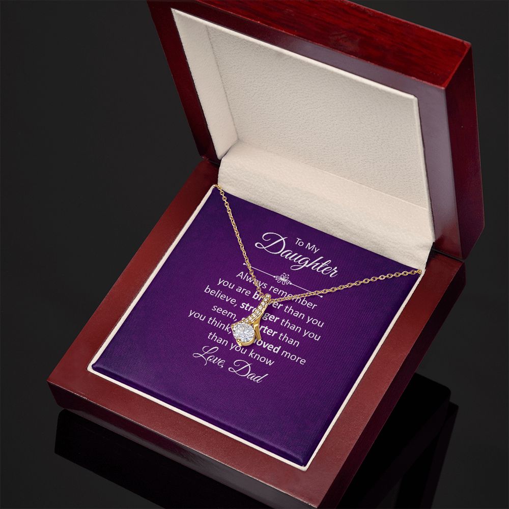 To My Daughter Always Remember Alluring Ribbon Necklace Message Card-Express Your Love Gifts
