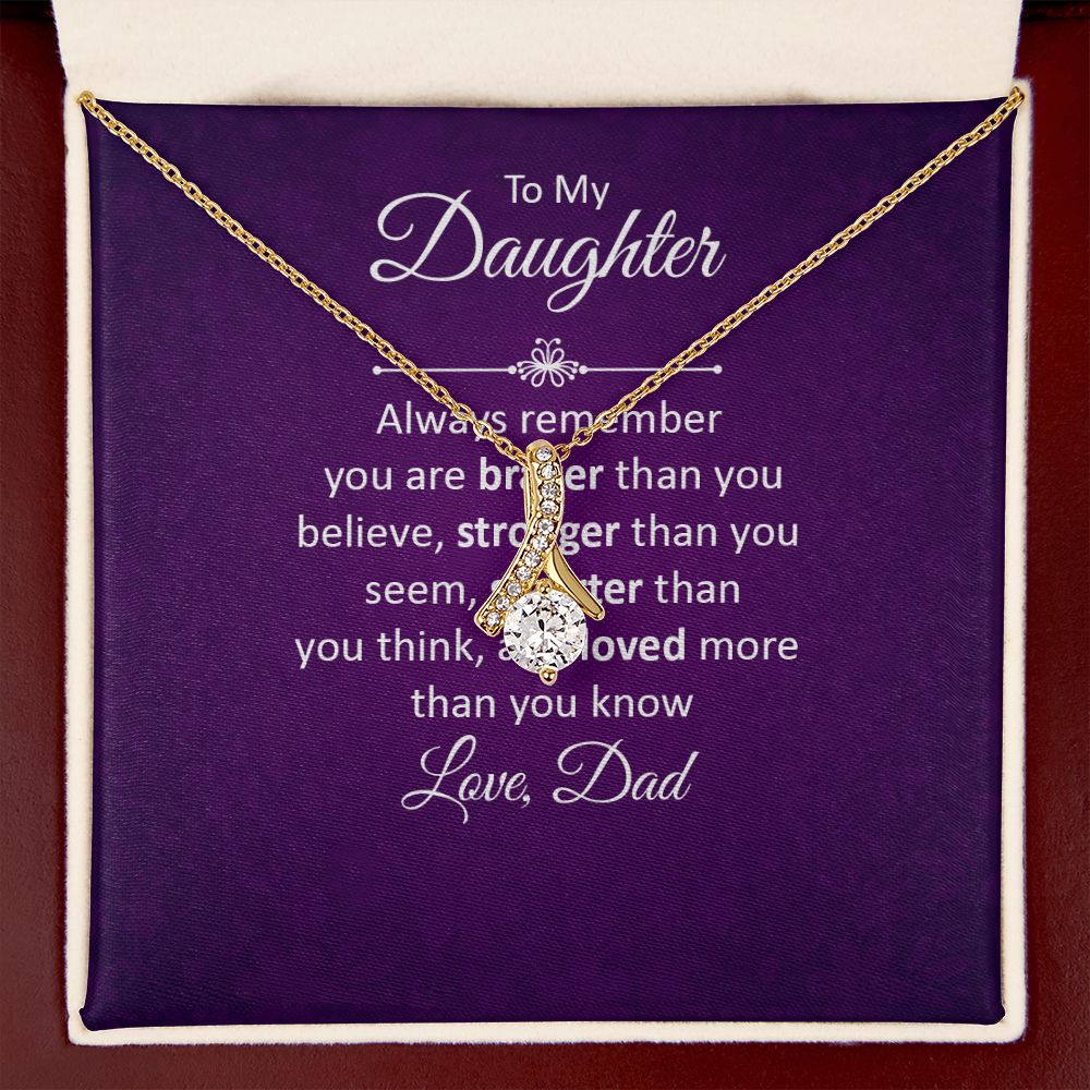 To My Daughter Always Remember Alluring Ribbon Necklace Message Card-Express Your Love Gifts