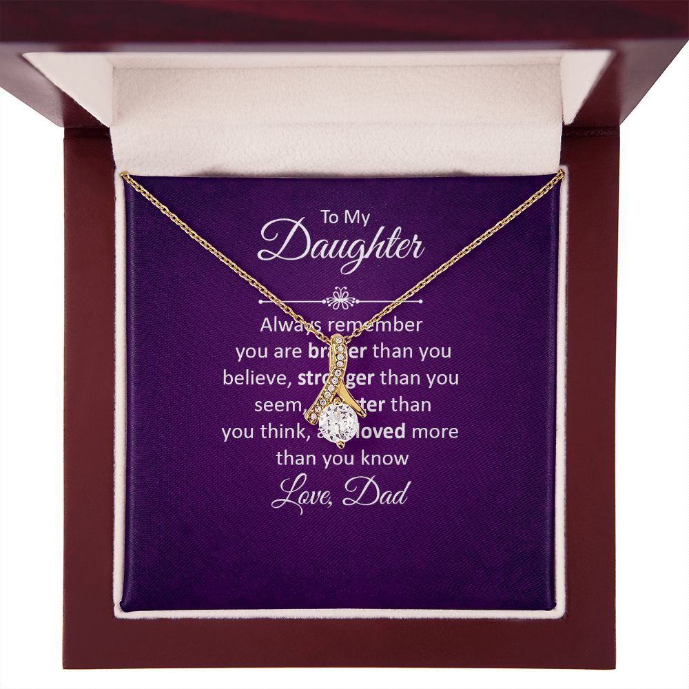 To My Daughter Always Remember Alluring Ribbon Necklace Message Card-Express Your Love Gifts