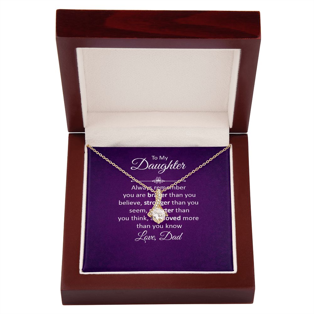To My Daughter Always Remember Alluring Ribbon Necklace Message Card-Express Your Love Gifts