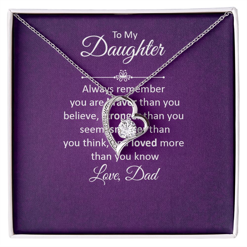 To My Daughter Always Remember Forever Necklace w Message Card-Express Your Love Gifts