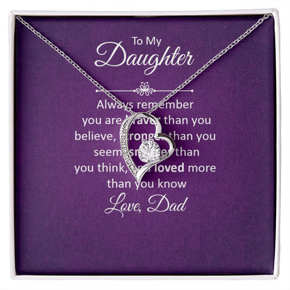 To My Daughter Always Remember Forever Necklace w Message Card-Express Your Love Gifts