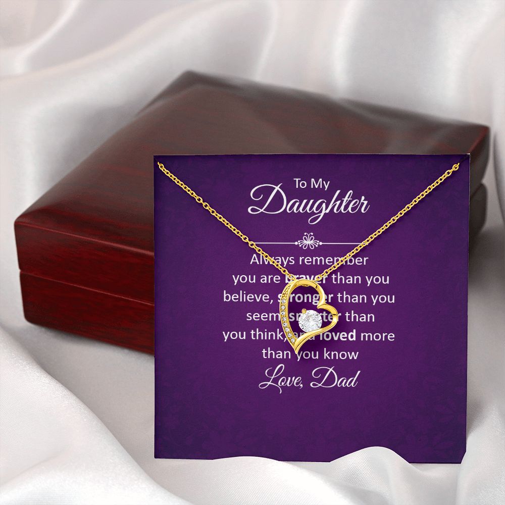 To My Daughter Always Remember Forever Necklace w Message Card-Express Your Love Gifts