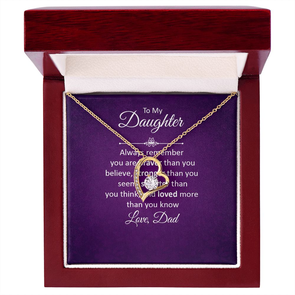 To My Daughter Always Remember Forever Necklace w Message Card-Express Your Love Gifts